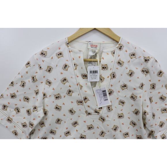 PAUL & JOE SISTER Cat Print Denim Shift Dress Pockets Sz 36 US 4/6 Free People - Picture 10 of 16